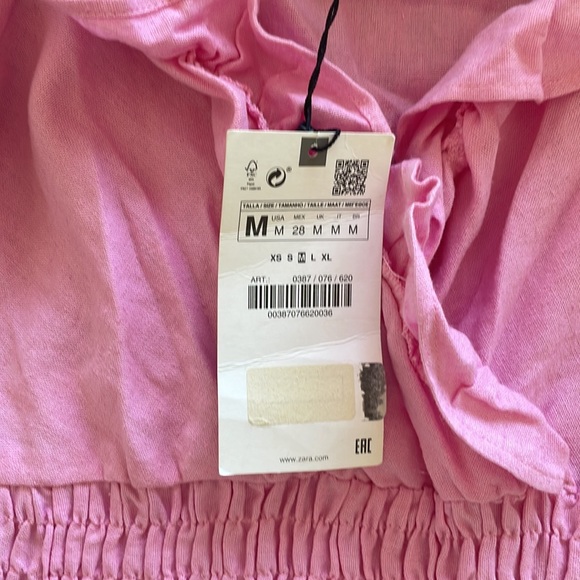 NWT ZARA RUFFLE PINK LINEN BLEND DRES SIZE MEDIUM - Picture 4 of 6